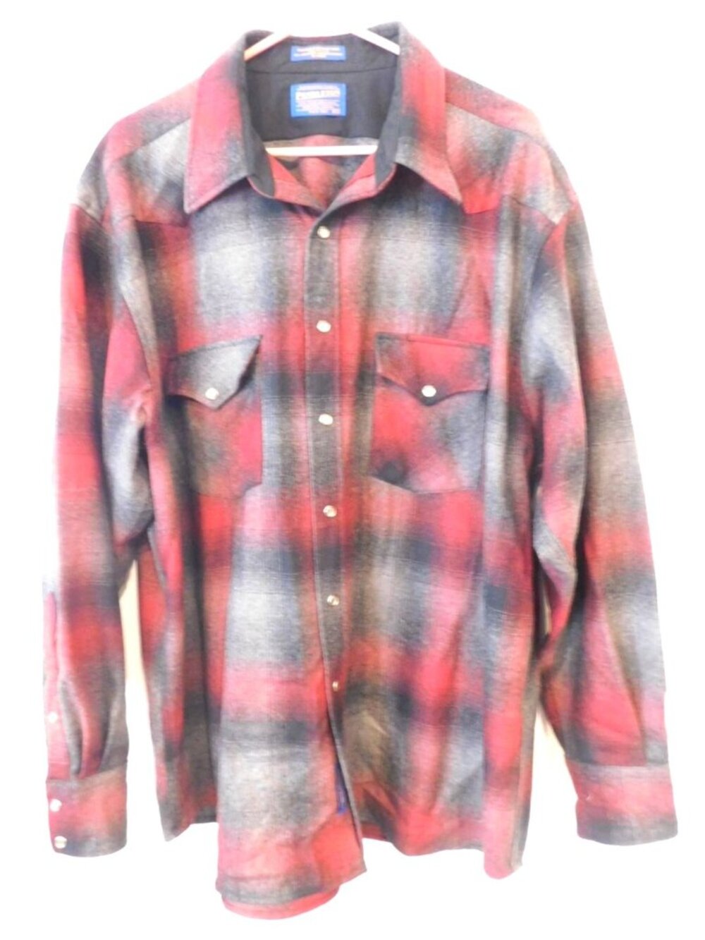 Pendleton XXL Red Plaid Virgin Wool Shirt Pearl Snap High Grade Western Wear